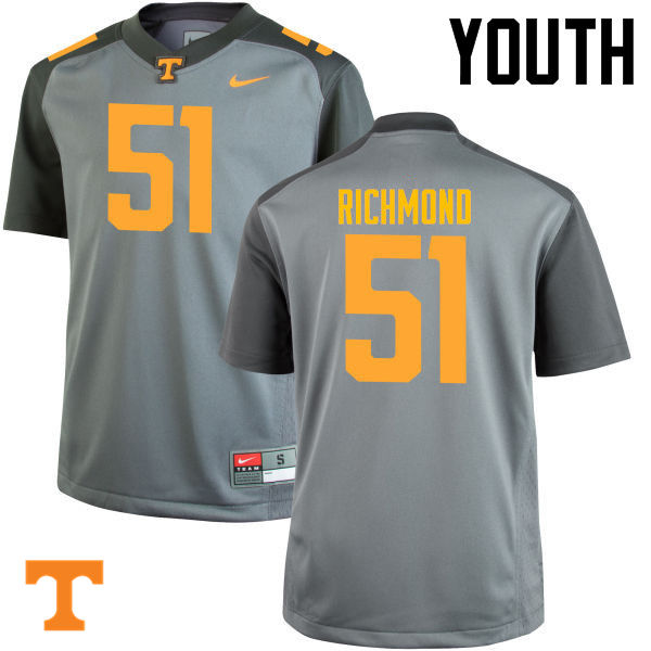 Youth #51 Drew Richmond Tennessee Volunteers College Football Jerseys-Gray